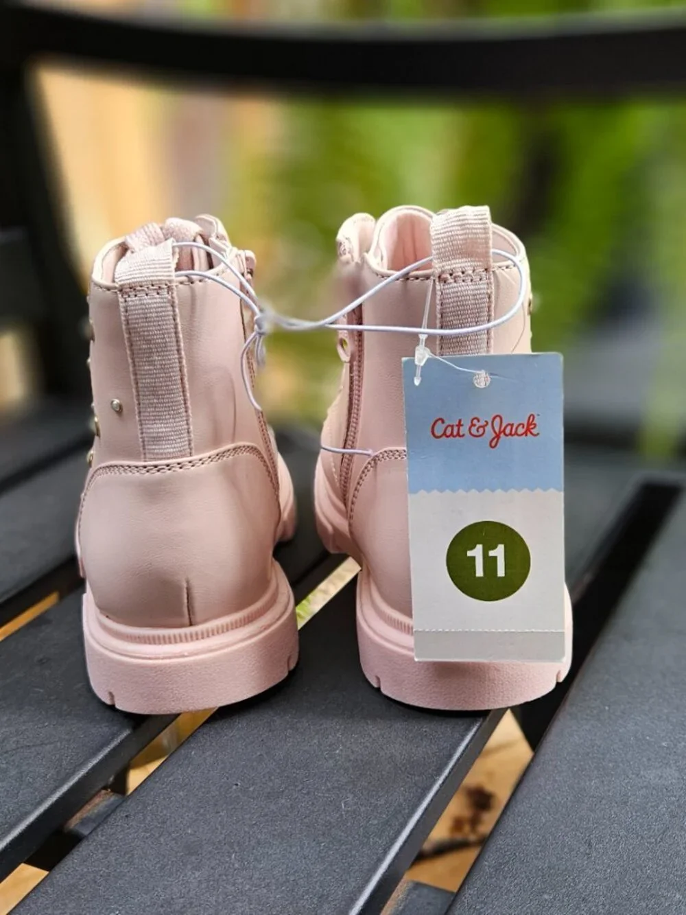 Cat & Jack Amaya Lace-Up Combat Boots, Blush, 11 Little Girl